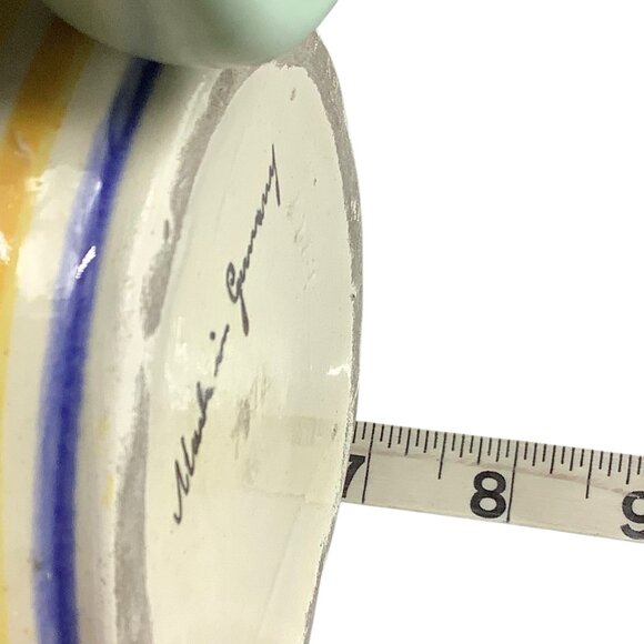 Vintage German Ceramic Vase With Floral Motif 7" Yellow Blue - Picture 6 of 6